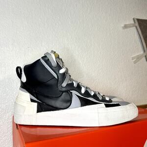 Nike Blazer Mid sacai Black Wolf Grey Mens Size 10 Womens Size 11.5 BV0072 002